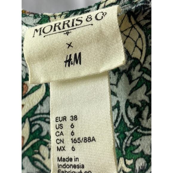 MORRIS & CO X H&M Women's Green Floral Crewneck Long Sleeve Top SZ 6 - Picture 9 of 11